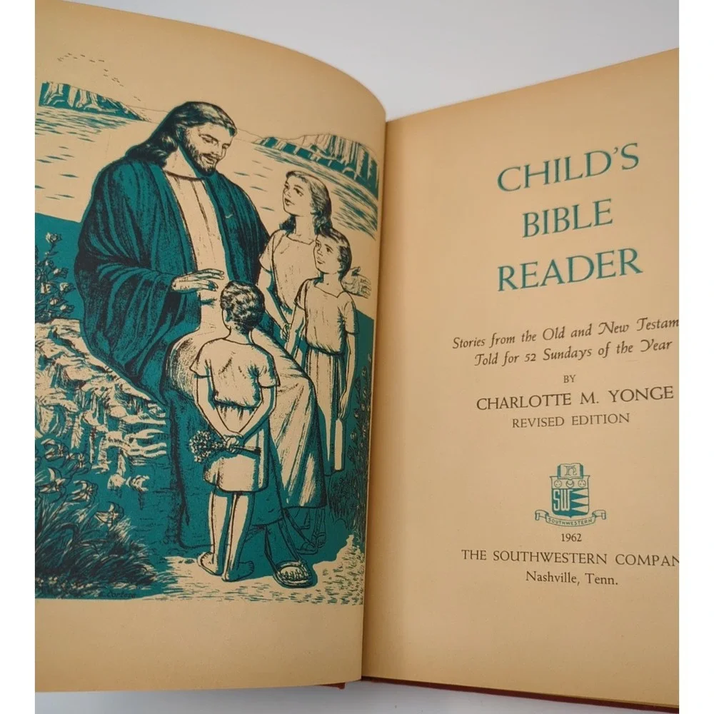 VTG 1962 Child's Bible Reader Illustrated With Color Plates By‎ Charlotte Yonge